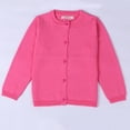 thumbnail image 1 of Dwellite Girls Cardigan Basic Long Sleeve Uniforms Knit Button Fall Sweater Tops Hot Pink 150, 1 of 3