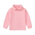 thumbnail image 1 of Dwellite Girls Long Sleeve Polo Shirts for Kids Collar School Uniform Shirts Cute Tops 1-12Y Pink 110, 1 of 3