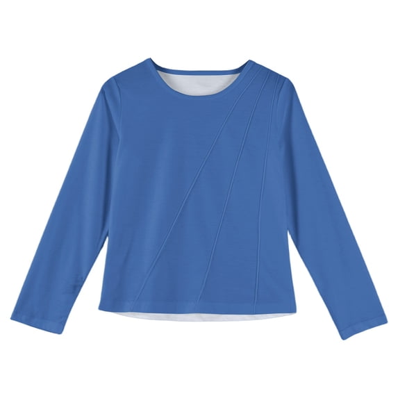 Dwellite Girls Long Sleeve Shirts for Kids Crewneck Soft Fall Tops Basic Long Sleeve Tee 4-14 Years Blue 110
