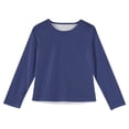 thumbnail image 1 of Dwellite Girls Long Sleeve Shirts for Kids Crewneck Soft Fall Tops Basic Long Sleeve Tee 4-14 Years Dark Blue 130, 1 of 4