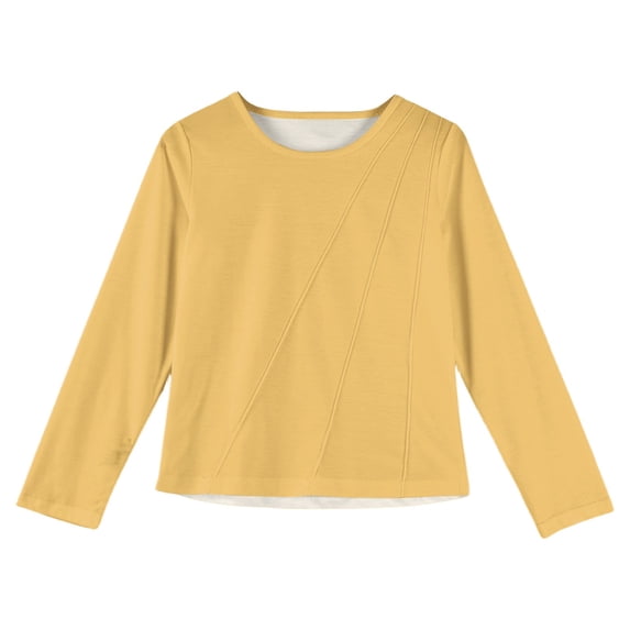 Dwellite Girls Long Sleeve Shirts for Kids Crewneck Soft Fall Tops Basic Long Sleeve Tee 4-14 Years Yellow 140