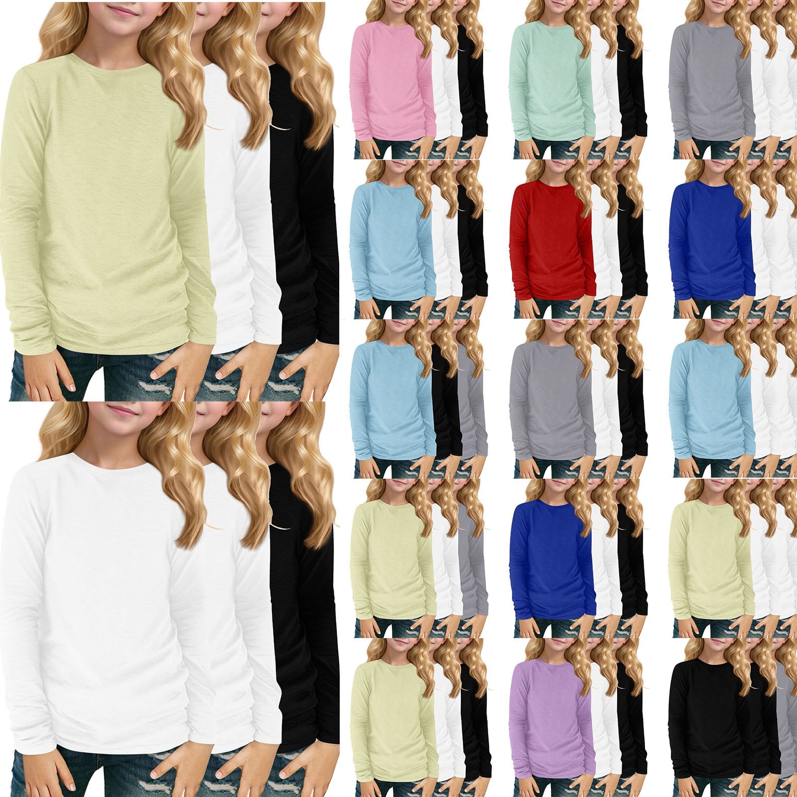 Dwellite Girls Long Sleeve T Shirts Crewneck Fall Winter Tops Casual Dwellite Girls Long Sleeve T Shirts Crewneck Fall Winter Tops Casual Basic 3PC Tees 2026 Light Purple White Black 130 74108c70 9f1e 4ebc 9588 