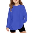 thumbnail image 1 of Dwellite Girls Oversized Tshirts Long Sleeve Crewneck Shirts Cotton Blend Fall Tops Tees 1-7 Years Royal Blue 100, 1 of 4