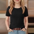 thumbnail image 1 of Dwellite Girls Shirts Short Sleeve Soft Summer Casual Crewneck T-Shirts Plain Tees Tops for Kids Black 140, 1 of 7
