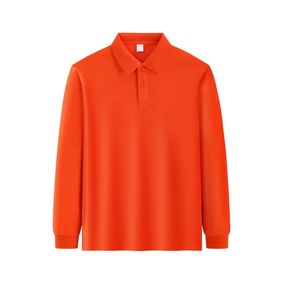 Dwellite Girls Uniform Shirts Long Sleeve Polo Shirt for Kids School Uniform Fall Winter Shirts 6-10 Years Orange 130