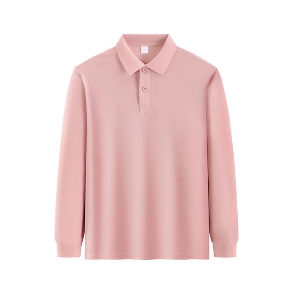 Dwellite Girls Uniform Shirts Long Sleeve Polo Shirt for Kids School Uniform Fall Winter Shirts 6-10 Years Pink 130
