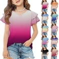 thumbnail image 1 of Dwellite Girls V-Neck Shirts Short Sleeve Cute Summer Tee Shirts Baggy Soft Tops 3-13 Years Pink 150, 1 of 7