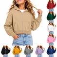 thumbnail image 1 of Dwellite Girls Zip-Up Hooded Lightweight Casual Fall Winter Sweatshirt with Pocket 5-13 Years Red 160, 1 of 5