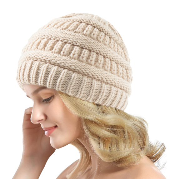 Dwellite Hats for Women Warm Winter Cuffed Soft Hats Unisex Warm Winter Hat Fits Gift for Women Khaki