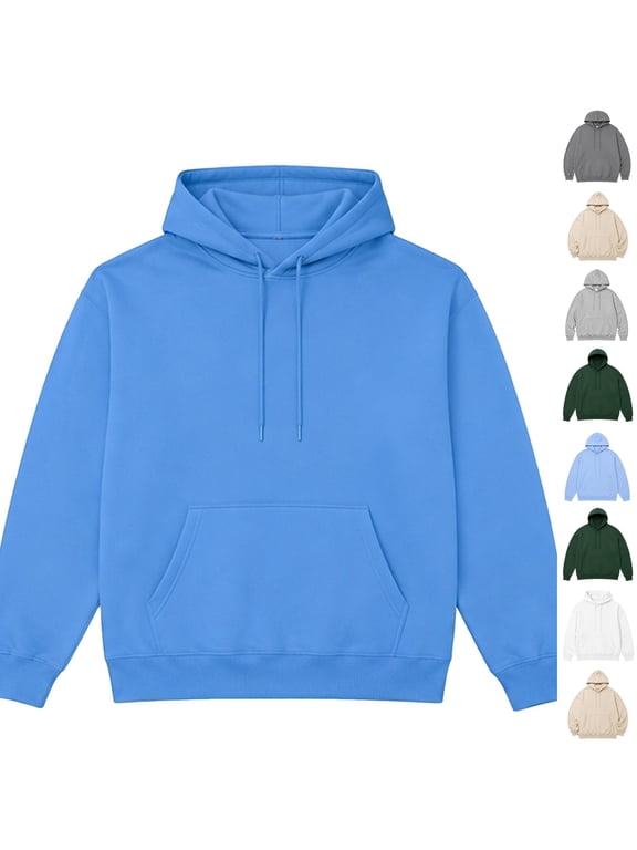 Hoodies for Men Casual Hood Pullover Sweatshirt Oversized Workout Sweatshirts Hoodies Fall Winter Comfy Hoodie with Pockets Blue XL