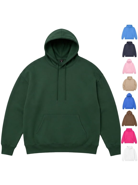 Hoodies for Men Casual Hood Pullover Sweatshirt Oversized Workout Sweatshirts Hoodies Fall Winter Comfy Hoodie with Pockets Green L