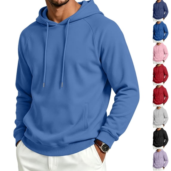 Dwellite Hoodies for Men Hooded Sweatshirt Casual Long Sleeve Hoodie Pullover Fashion Hoodies with Pocket Blue XL