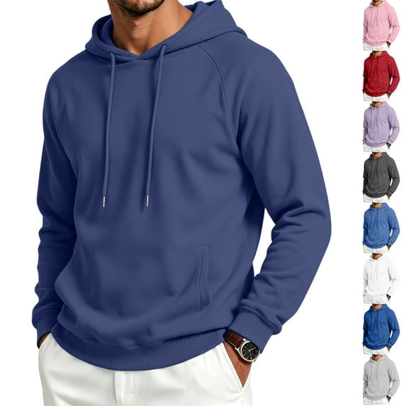 Dwellite Hoodies for Men Hooded Sweatshirt Casual Long Sleeve Hoodie Pullover Fashion Hoodies with Pocket Dark Blue 2XL