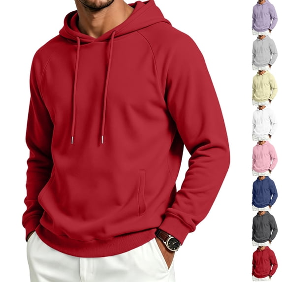 Dwellite Hoodies for Men Hooded Sweatshirt Casual Long Sleeve Hoodie Pullover Fashion Hoodies with Pocket Red 3XL