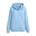 thumbnail image 1 of Dwellite Hoodies for Womens Lightweight Full Zip Up Oversized Sweatshirts with Pockets Long Sleeve Casual Hooded Blue M, 1 of 3