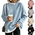 thumbnail image 1 of Dwellite Knit Sweater for Women Crew Neck Oversized Pullover Long Sleeve Tops Relaxed Warm Winter Holiday Tops 2026 Fall Fashion 2026 Black M, 1 of 6