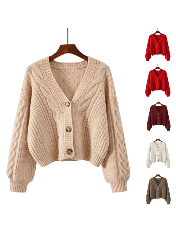 Lightweight Cardigans for Women V-Neck Lightweight Cable Knit Fall Shirts Long Sleeve Button Down Sweater Camel -AA27 XL