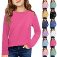 thumbnail image 1 of Dwellite Long Sleeve Shirts for Girls Oversized Crewneck Shirts Fall Tops Tees 4-14 Years Blue 110, 1 of 5