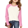 thumbnail image 1 of Dwellite Long Sleeve Shirts for Kids Casual Crewneck Soft Fall Tops Basic Cotton Blend Long Sleeve Tee 3-10 Years Light pink 160, 1 of 3
