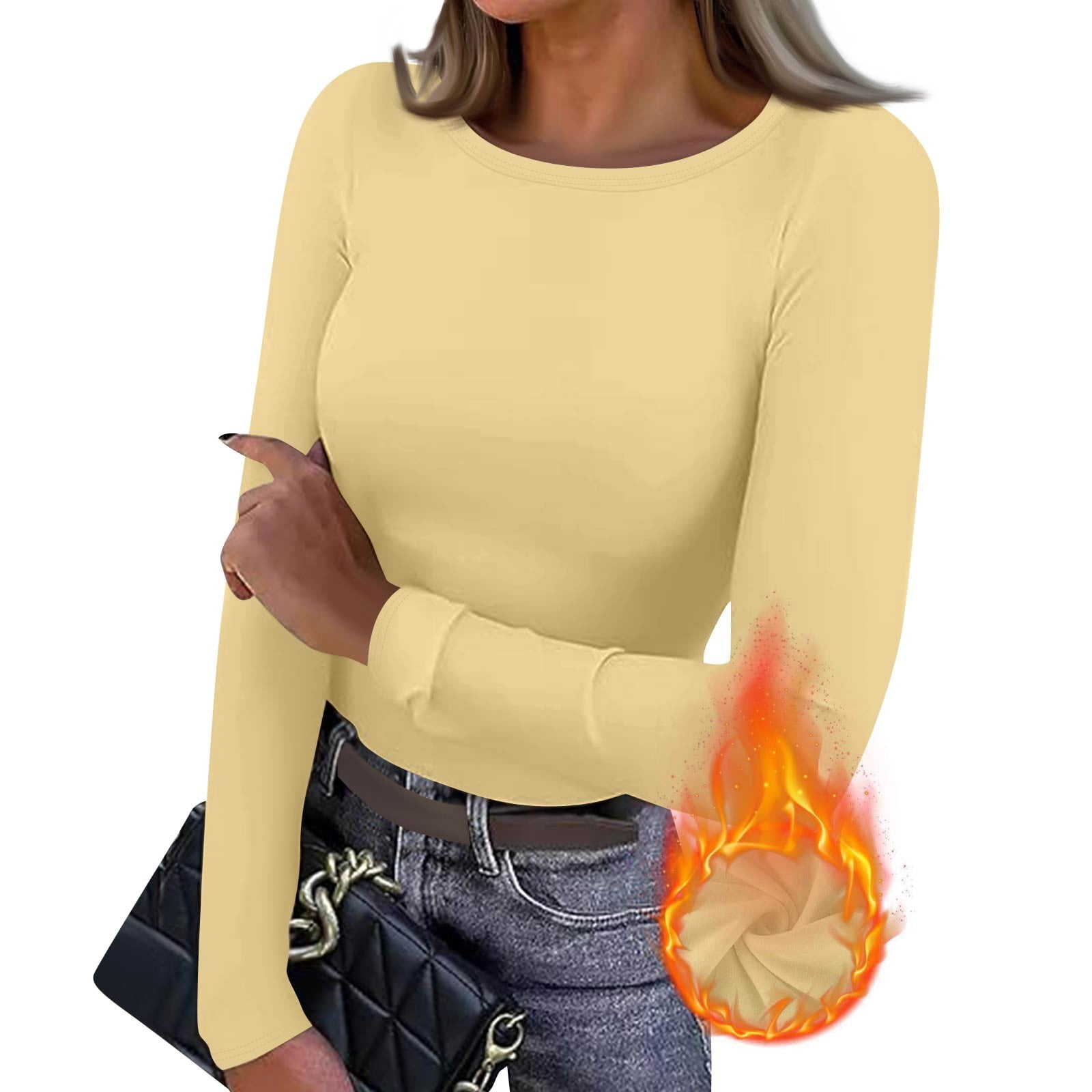Women's Thermal Shirts 4-Pack - Fleece Lined, Long Sleeve, Fitted Base Layer For Winter - View #3