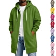 thumbnail image 1 of Dwellite Long Zip Up Hoodie Men Casual Lightweight Jacket Hooded Long Sweatshirt Full Zip Jacket with Pockets Green 4XL, 1 of 8