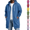 thumbnail image 1 of Dwellite Long Zip Up Hoodie Men Casual Lightweight Jacket Hooded Long Sweatshirt Full Zip Jacket with Pockets Royal Blue L, 1 of 8