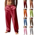 thumbnail image 1 of Dwellite Men Casual Cotton Linen Pants Elastic Drawstring Waist Summer Trousers Loose Fit Lightweight Beach Lounge Pant 2026 Earthy Yellow S, 1 of 4