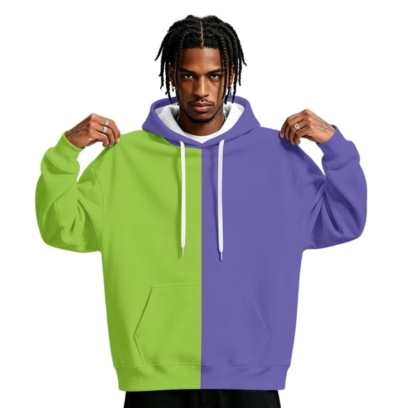 Dwellite Men Oversized Hoodie Casual Sweatshirt Athletic Fall Warm Top Heavyweight Fashion Baggy Sweatshirt with Pockets Green 2XL