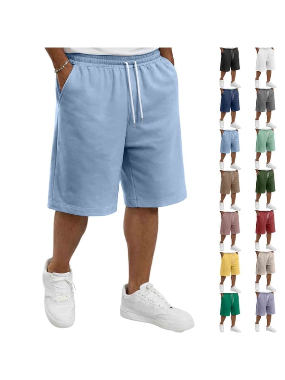 Men's Baggy Sweat Shorts Lightweight Under Knee Casual Drawstring Y2K Shorts Loose Fit Gym Shorts Navy 2XL