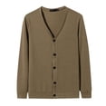 thumbnail image 1 of Dwellite Men's Cardigan Sweater Long Sleeve Lightweight Casual V Neck Button Down Knitted Sweater 2026 Coffee M, 1 of 3