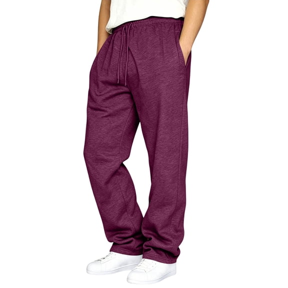 Dwellite Men's Cargo Sweatpants Plus Size Wide Leg Athletic Pants Hiking Oversized Leg Baggy Loose Fit Pull on Lightweight Joggers Pants Wine 5XL