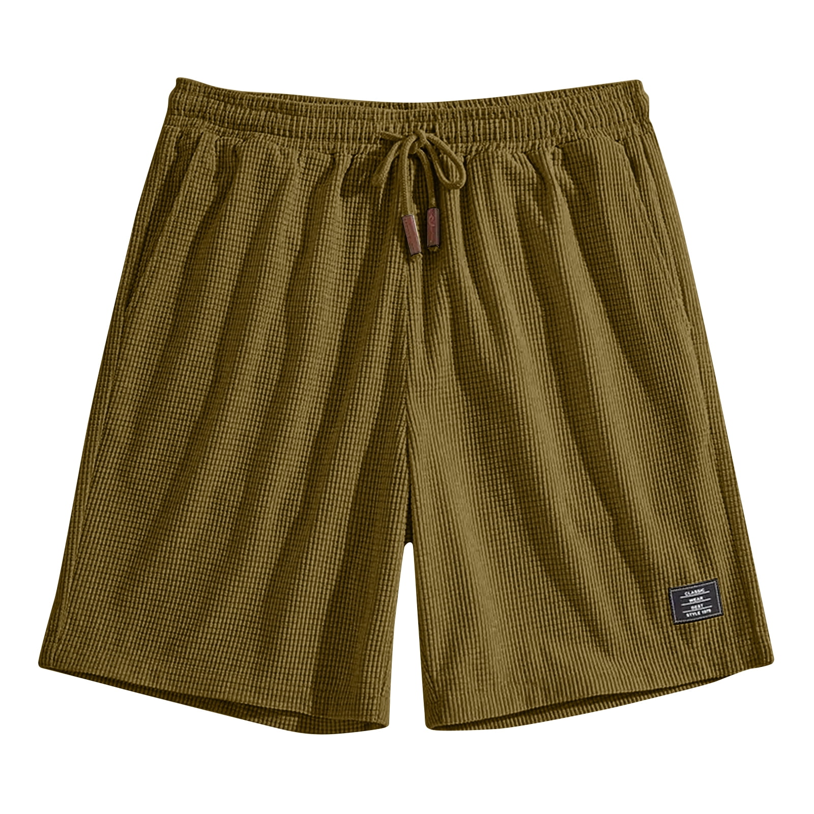 Dwellite Men's Casual Waffle knit Shorts Elastic Waist Drawstring ...