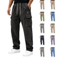 thumbnail image 1 of Dwellite Men's Corduroy Pants Wide Leg Baggy Cargo Sweatpants Loose Fit Casual Trousers with Multi Pocket Black L, 1 of 5