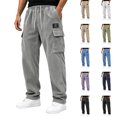 thumbnail image 1 of Dwellite Men's Corduroy Pants Wide Leg Baggy Cargo Sweatpants Loose Fit Casual Trousers with Multi Pocket Gray M, 1 of 5