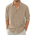 thumbnail image 1 of Dwellite Men's Fit Dress Shirt Solid Color Long Sleeve Casual Business Trendy Collared Button Up Shirts with Pockets 2026 Khaki L, 1 of 2