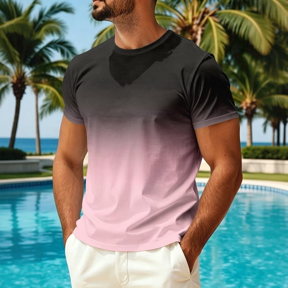 Dwellite Men's Guard Short Sleeve, Sun Swim Crew Neck Shirts, Quick Dry Lightweight Surf Beach T-Shirt Pink L