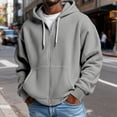 thumbnail image 1 of Dwellite Men's Hoodie Full Zip Waffle Casual Long Sleeve Hooded Sweatshirt with Pockets Light Gray M, 1 of 7