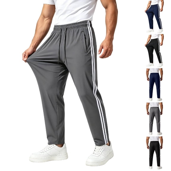 Dwellite Men's Lightweight Jogger Pants Workout Gym Running Pants with Zipper Pockets for Athletic Casual 2026 Dark Gray S