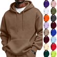 thumbnail image 1 of Dwellite Men's Oversized Hoodie Waffle Knit Sweatshirts Casual Hooded Pullover Athletic Hoodie with Pocket Coffee M, 1 of 8