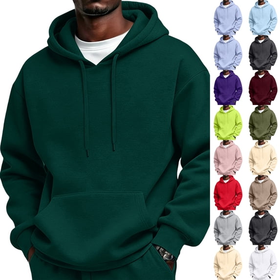 Dwellite Men's Oversized Hoodie Waffle Knit Sweatshirts Casual Hooded Pullover Athletic Hoodie with Pocket Dark Green 3XL