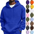 thumbnail image 1 of Dwellite Men's Oversized Hoodie Waffle Knit Sweatshirts Casual Hooded Pullover Athletic Hoodie with Pocket Royal Blue S, 1 of 8