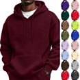 thumbnail image 1 of Dwellite Men's Oversized Hoodie Waffle Knit Sweatshirts Casual Hooded Pullover Athletic Hoodie with Pocket Wine XL, 1 of 8