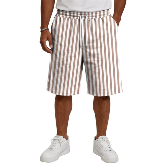 Dwellite Men's Pajama Bottoms Striped Pajamas Pants Soft Long Lounge Woven Pj Sleep Pant with Pockets Khaki 3XL