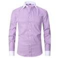 thumbnail image 1 of Dwellite Mens Button Down Dress Shirts Long Sleeve Stretch Business Casual Wedding Dating Solid Color Shirt Purple 3XL, 1 of 3
