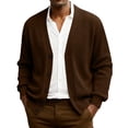 thumbnail image 1 of Dwellite Mens Cardigan Sweater Casual Button Up Plus Size Cardigan Spring Long Sleeve Knitted Ribbed Knit Solid Sweater Coffee 3XL, 1 of 6