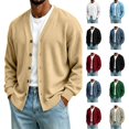 thumbnail image 1 of Dwellite Mens Cardigan Sweater Long Sleeve Button Down Sweaters Classic Fit Lightweight V Neck Cardigan Beige 3XL, 1 of 6