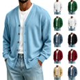 thumbnail image 1 of Dwellite Mens Cardigan Sweater Long Sleeve Button Down Sweaters Classic Fit Lightweight V Neck Cardigan Blue 2XL, 1 of 6
