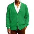 thumbnail image 1 of Dwellite Mens Cardigan Sweater Loose Fit Button Up Plus Size Cardigan Spring Dressy Casual Long Sleeve Ribbed Knitted Sweater Green L, 1 of 6