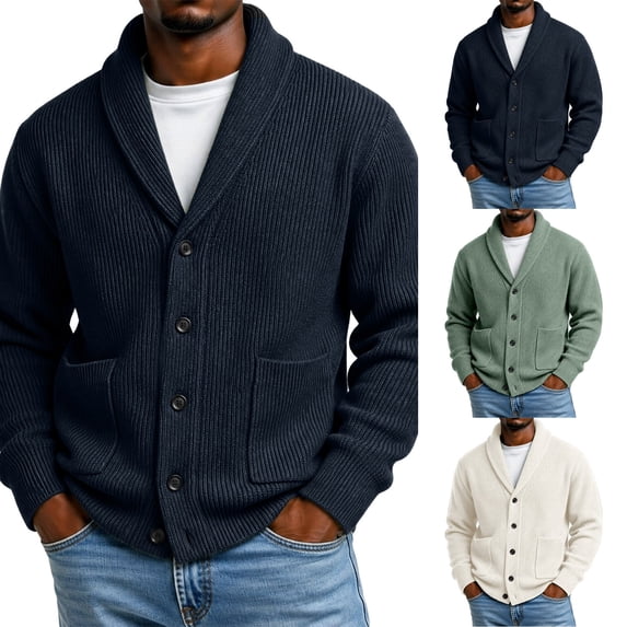 Dwellite Mens Cardigan Sweater V Neck Casual Button Down Sweaters Loose Fit Plus Size Sweaters Tops for Fall Winter Black 2XL
