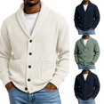 thumbnail image 1 of Dwellite Mens Cardigan Sweater V Neck Casual Button Down Sweaters Loose Fit Plus Size Sweaters Tops for Fall Winter Khaki M, 1 of 7